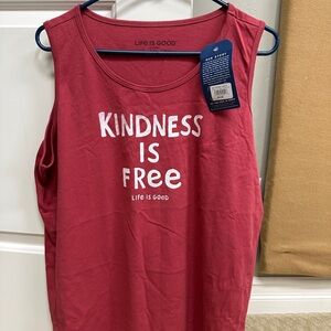 Life Is Good Maroon Tank Top with Positive Message
